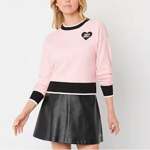 Juicy by Juciy Couture pink black pullover sweater size L crew neck boxy NWT